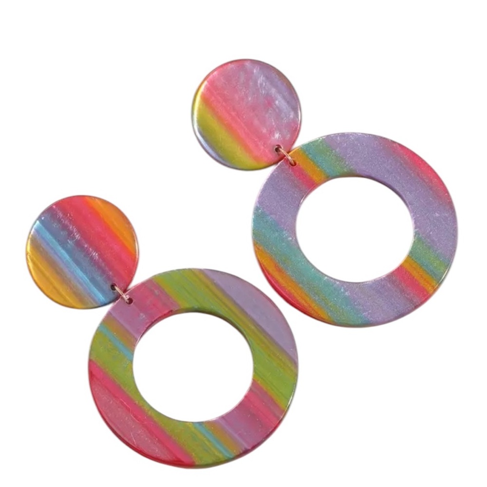 Multi Color Round Dangle Earrings